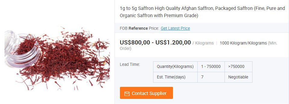 قیمت زعفران در افغانستان