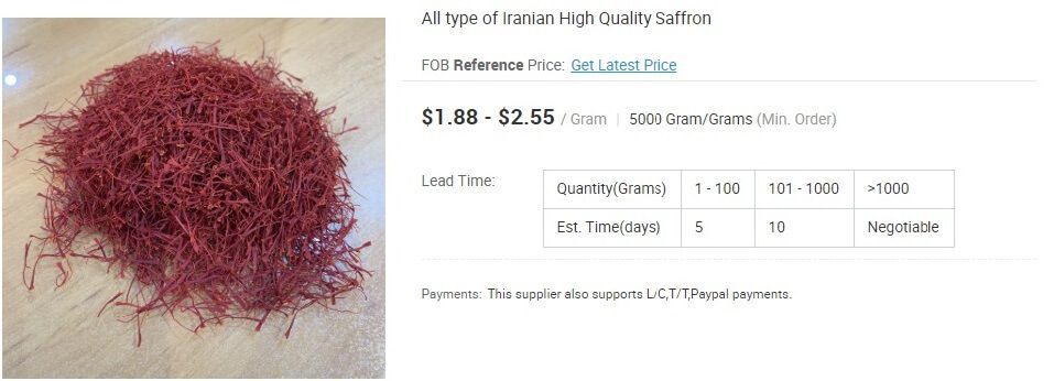 قیمت زعفران در دبی